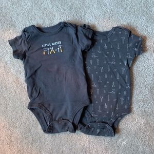 Grey tool themed 3 month onesie bodysuit set